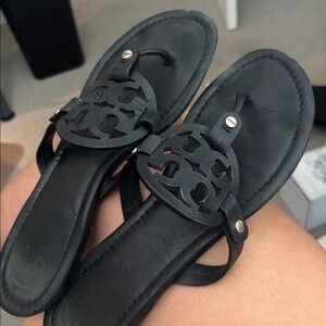 Tory Burch Black Leather Sandals. Used.